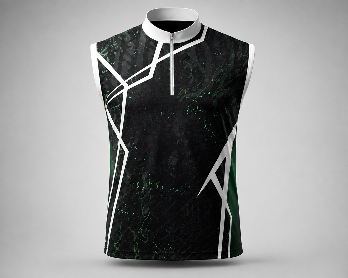NEXSL-348 Sleeveless Sports Jersey - Black Green Digital Camo Sublimation