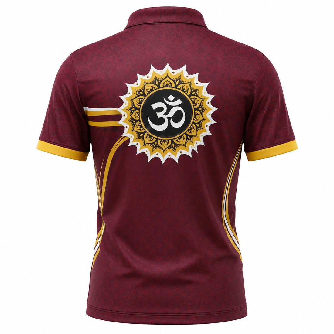 Ganpati Bappa Moriya Om Sublimation Polo Jersey | Maroon & Gold Full Sublimation