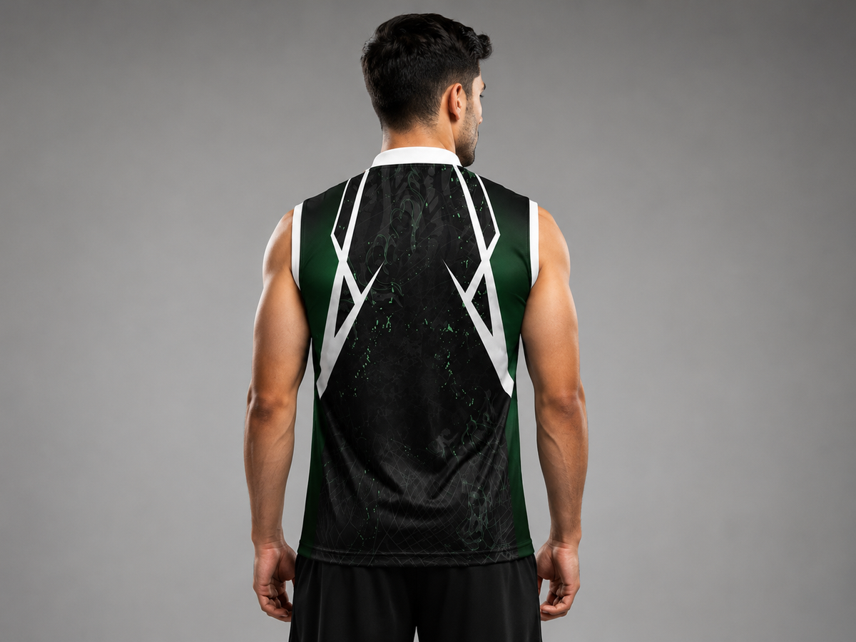 NEXSL-348 Sleeveless Sports Jersey - Black Green Digital Camo Sublimation