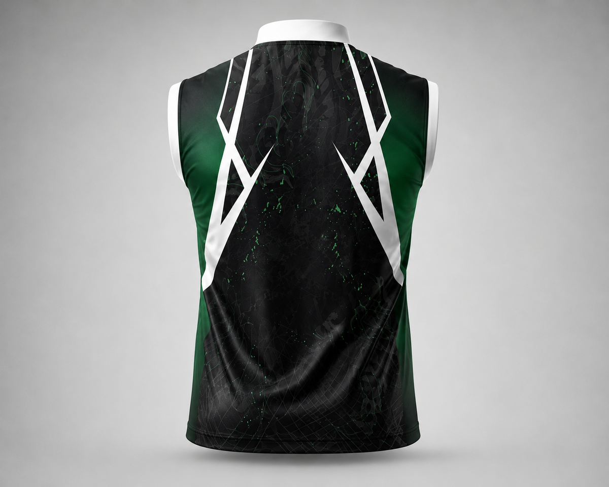 NEXSL-348 Sleeveless Sports Jersey - Black Green Digital Camo Sublimation