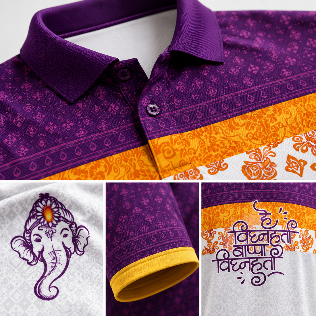 NEXG 2702 - Hey Vighnaharta Bappa Ganpati Festival Polo Jersey