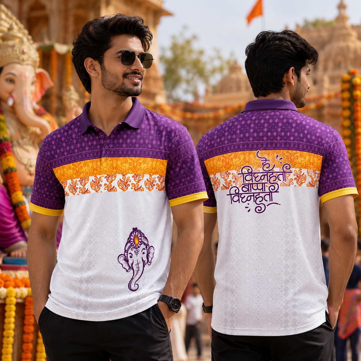 NEXG 2702 - Hey Vighnaharta Bappa Ganpati Festival Polo Jersey