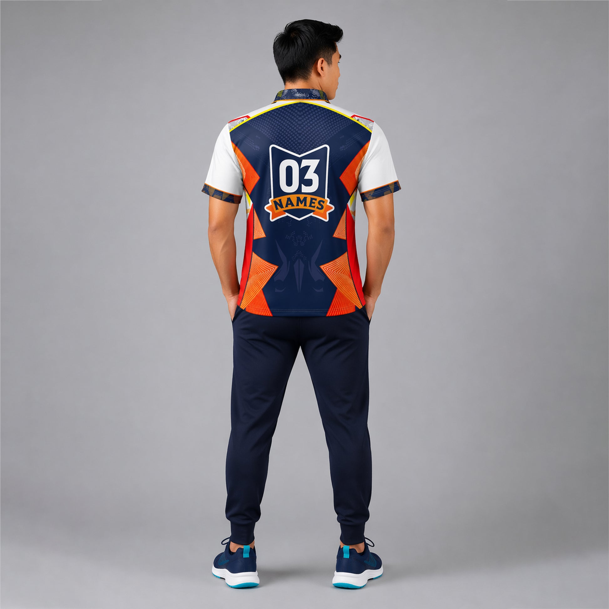 NEXFIT Orange Blue Cricket Jersey NEX-9057 Custom Name & Number Sports T-Shirt Dry Fit Polyester Team Jersey for Men