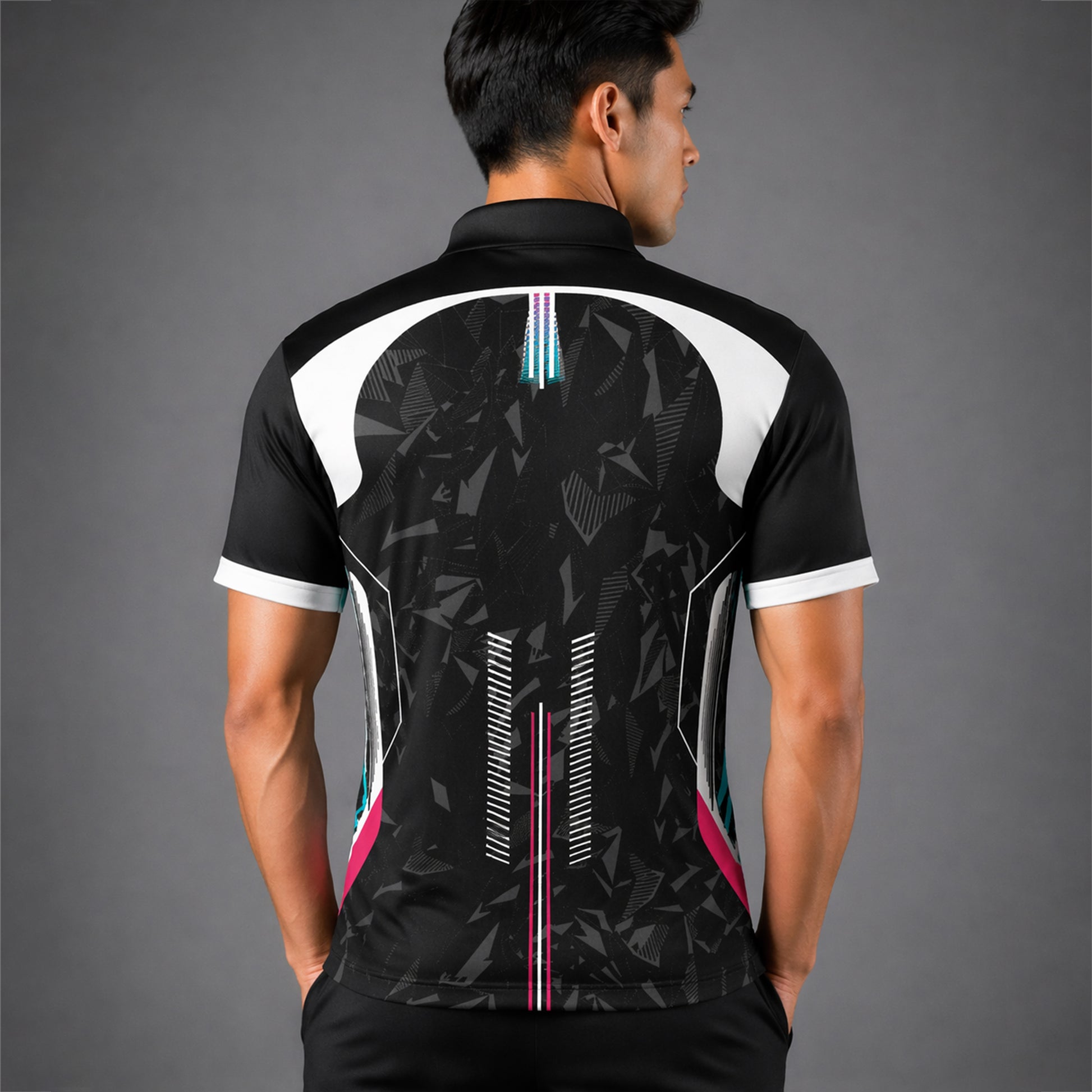 NEXFIT Black Premium Designer Sports Jersey NEX-9046 Stylish Dry Fit Polyester Polo T-Shirt for Men - View 3