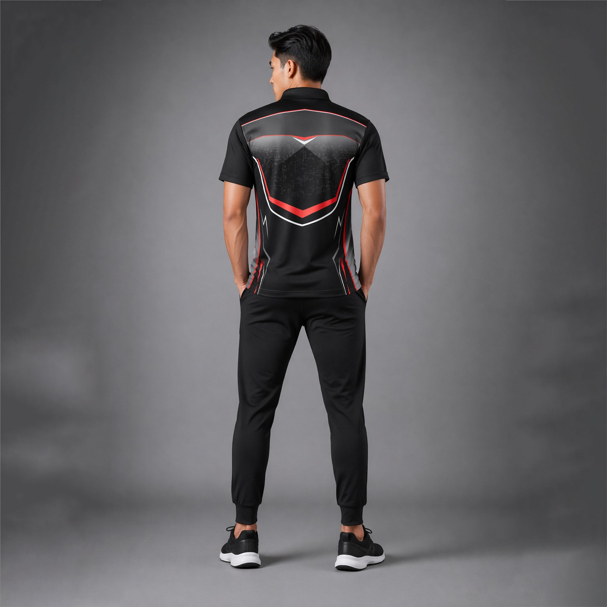 NEXFIT Black Red Sports Jersey NEX-9045 Premium Dry Fit Polyester Polo T-Shirt for Men - View 3
