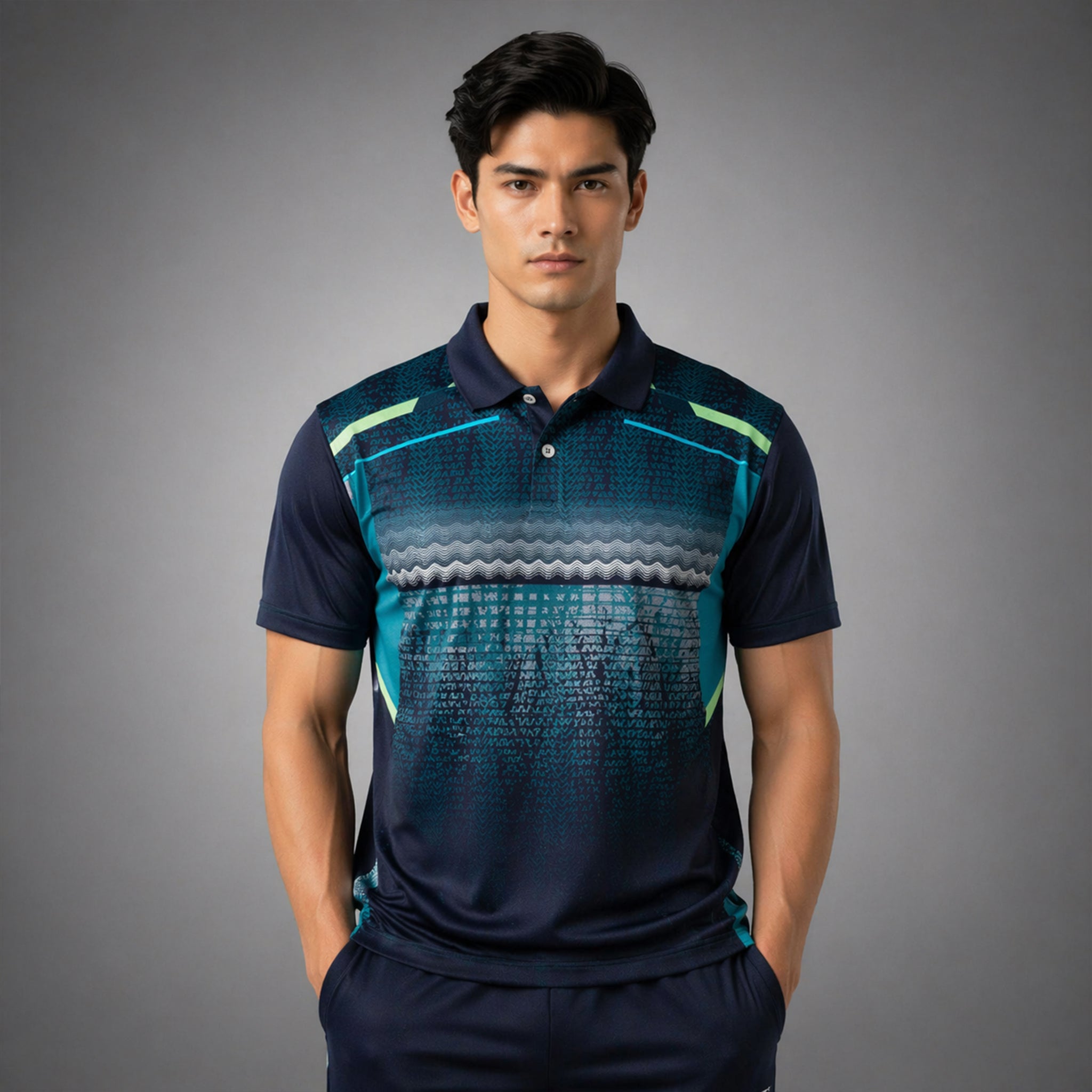 NEXFIT Cricket Jersey NEX-9042 Premium Navy Teal Dry Fit Polyester Sports T-Shirt for Men - View 4