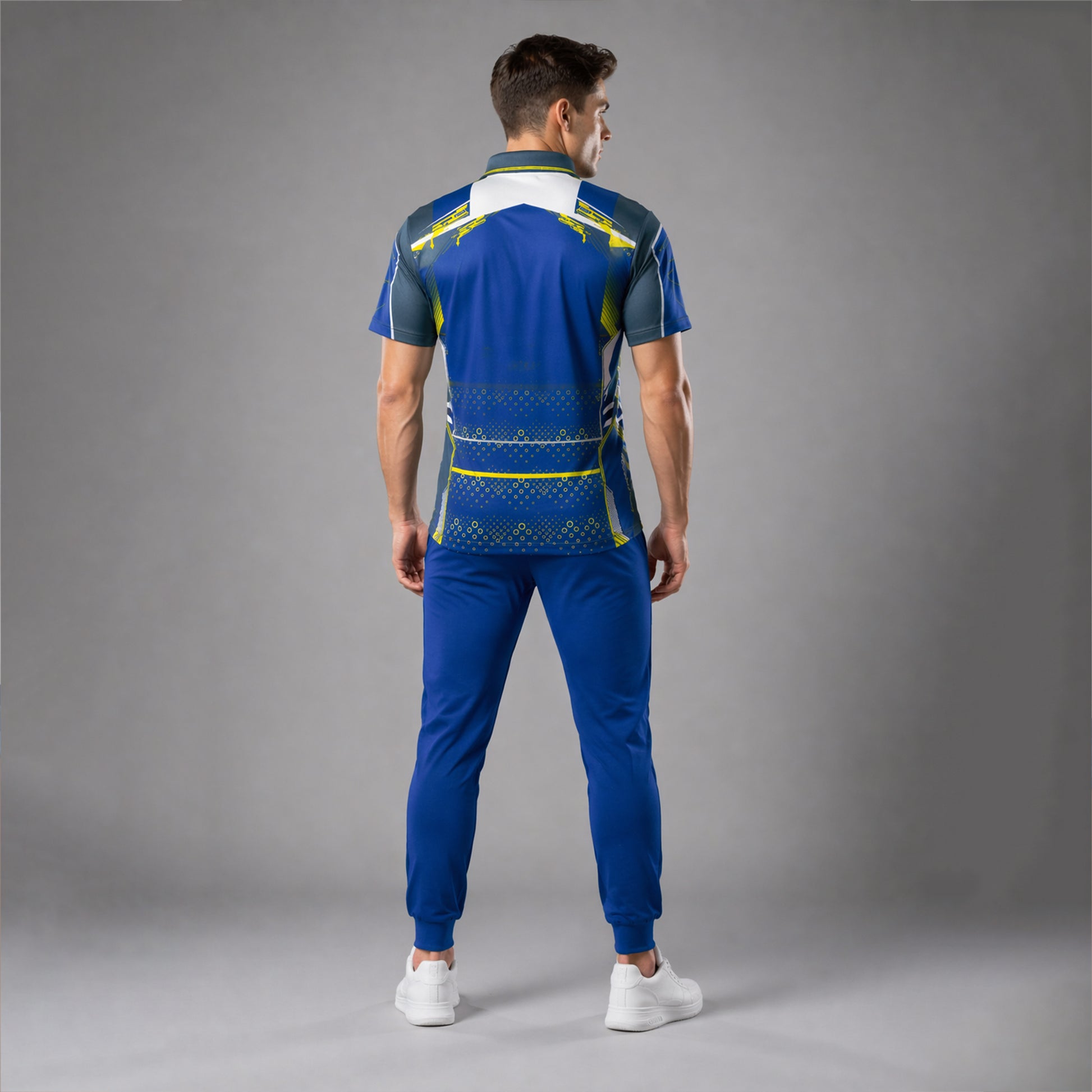 NEXFIT Blue Grey Sports Jersey NEX-9056 Premium Tech Panel Design Dry Fit Polyester Polo T-Shirt for Men - View 2