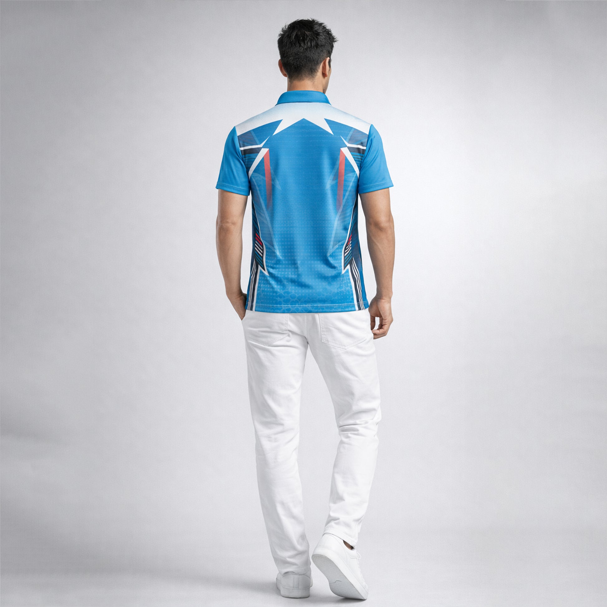 NEXFIT Cricket Jersey NEX-9039 Premium Sky Blue & White Dry Fit Polyester Sports T-Shirt for Men - View 3