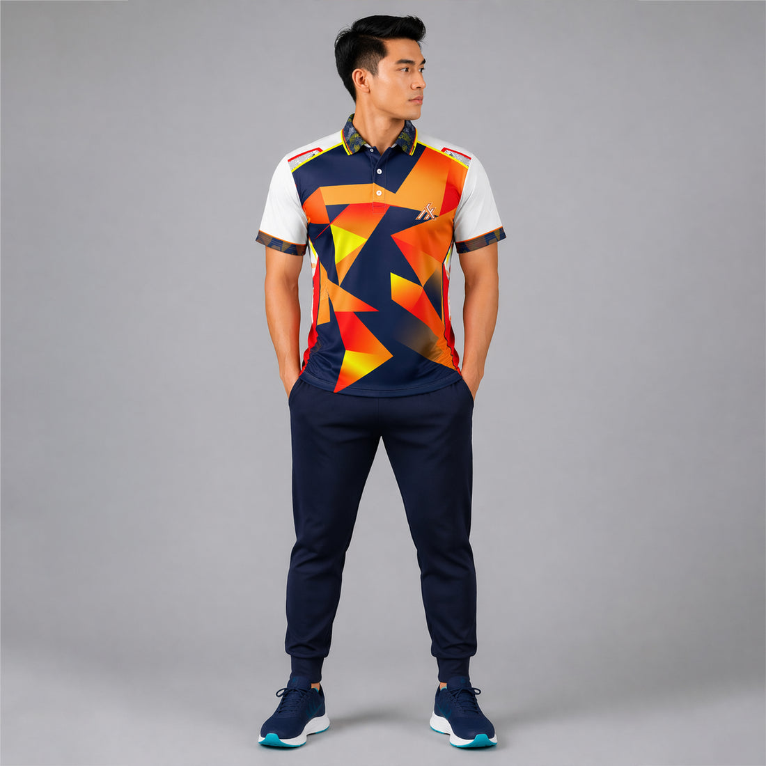 NEXFIT Orange Blue Cricket Jersey NEX-9057 Custom Name & Number Sports T-Shirt Dry Fit Polyester Team Jersey for Men