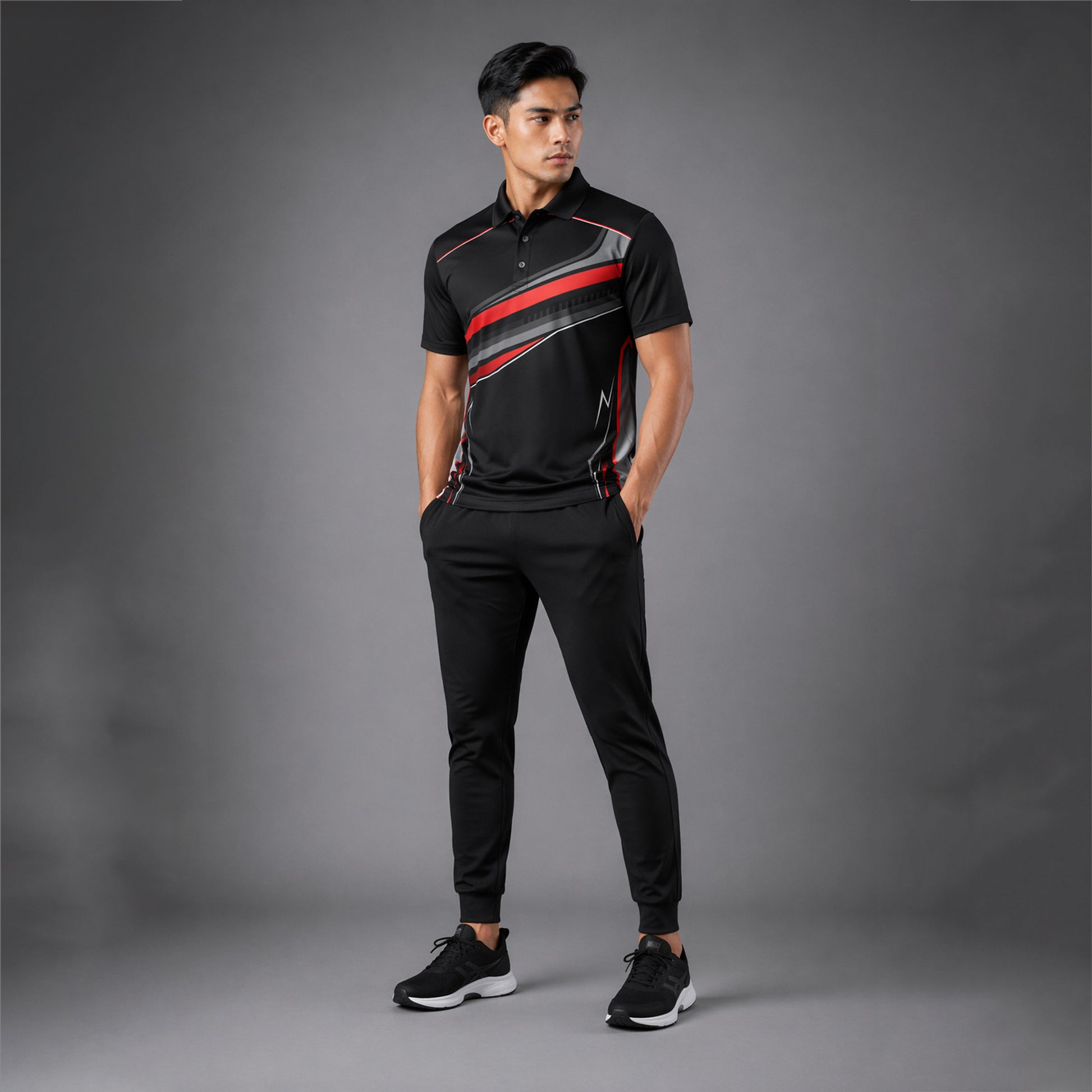 NEXFIT Black Red Sports Jersey NEX-9045 Premium Dry Fit Polyester Polo T-Shirt for Men - View 2