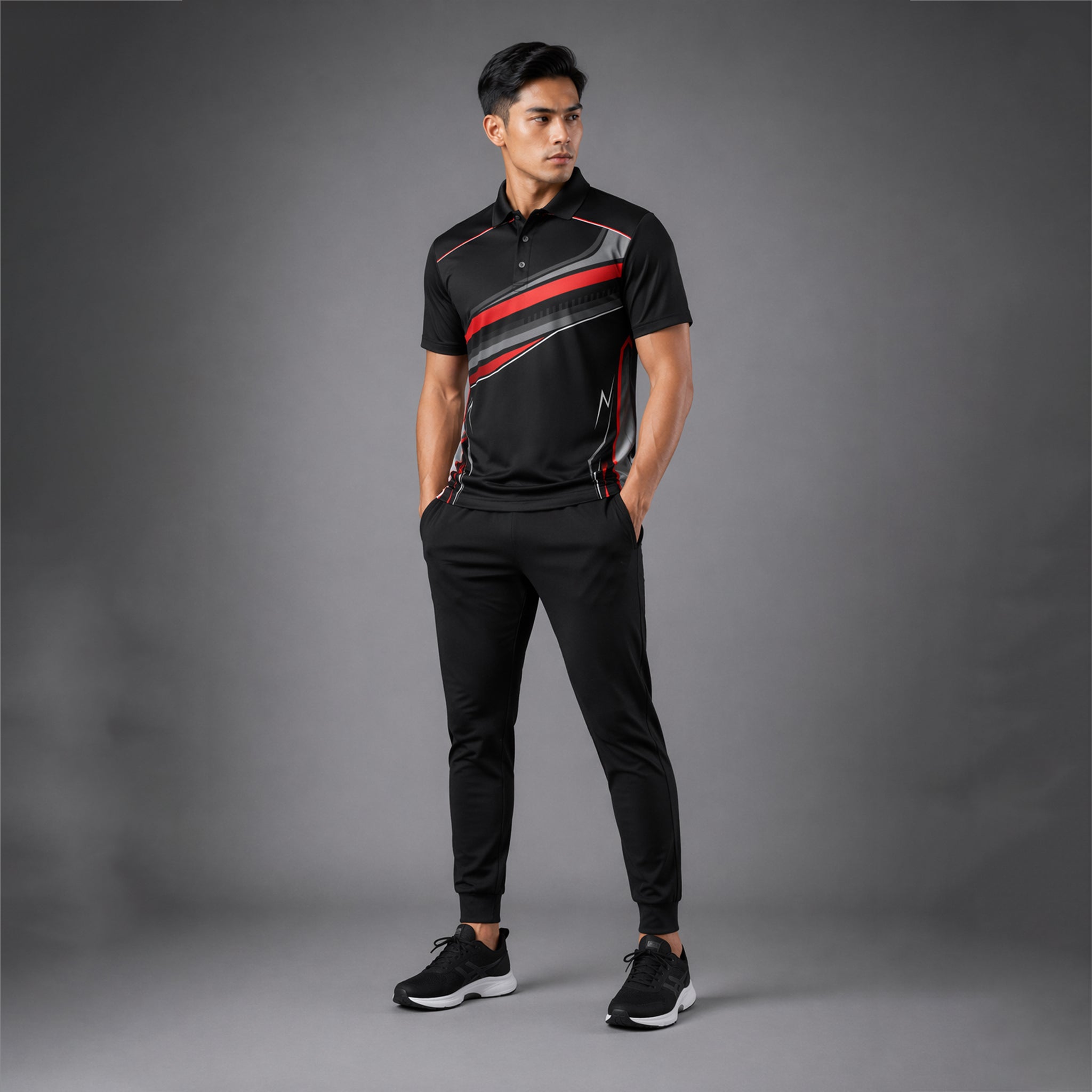 NEXFIT Black Red Sports Jersey NEX-9045 Premium Dry Fit Polyester Polo T-Shirt for Men - View 2