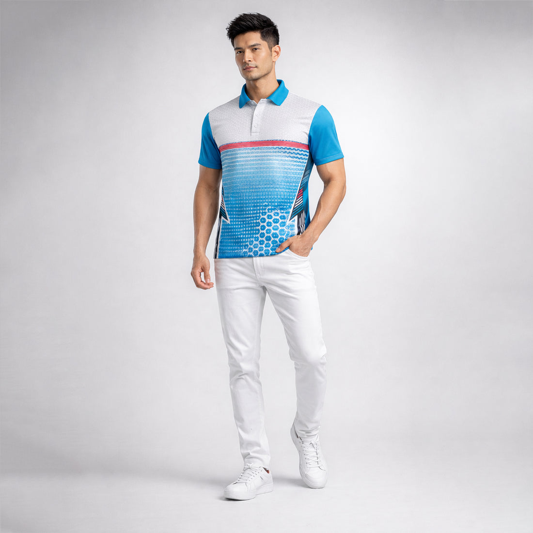 NEXFIT Cricket Jersey NEX-9039 Premium Sky Blue & White Dry Fit Polyester Sports T-Shirt for Men