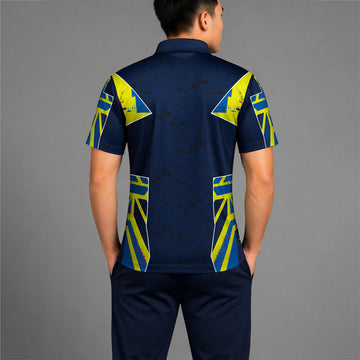 NEXFIT Navy Neon Sports Jersey NEX-9054 Premium Abstract Graphic Dry Fit Polyester Polo T-Shirt for Men