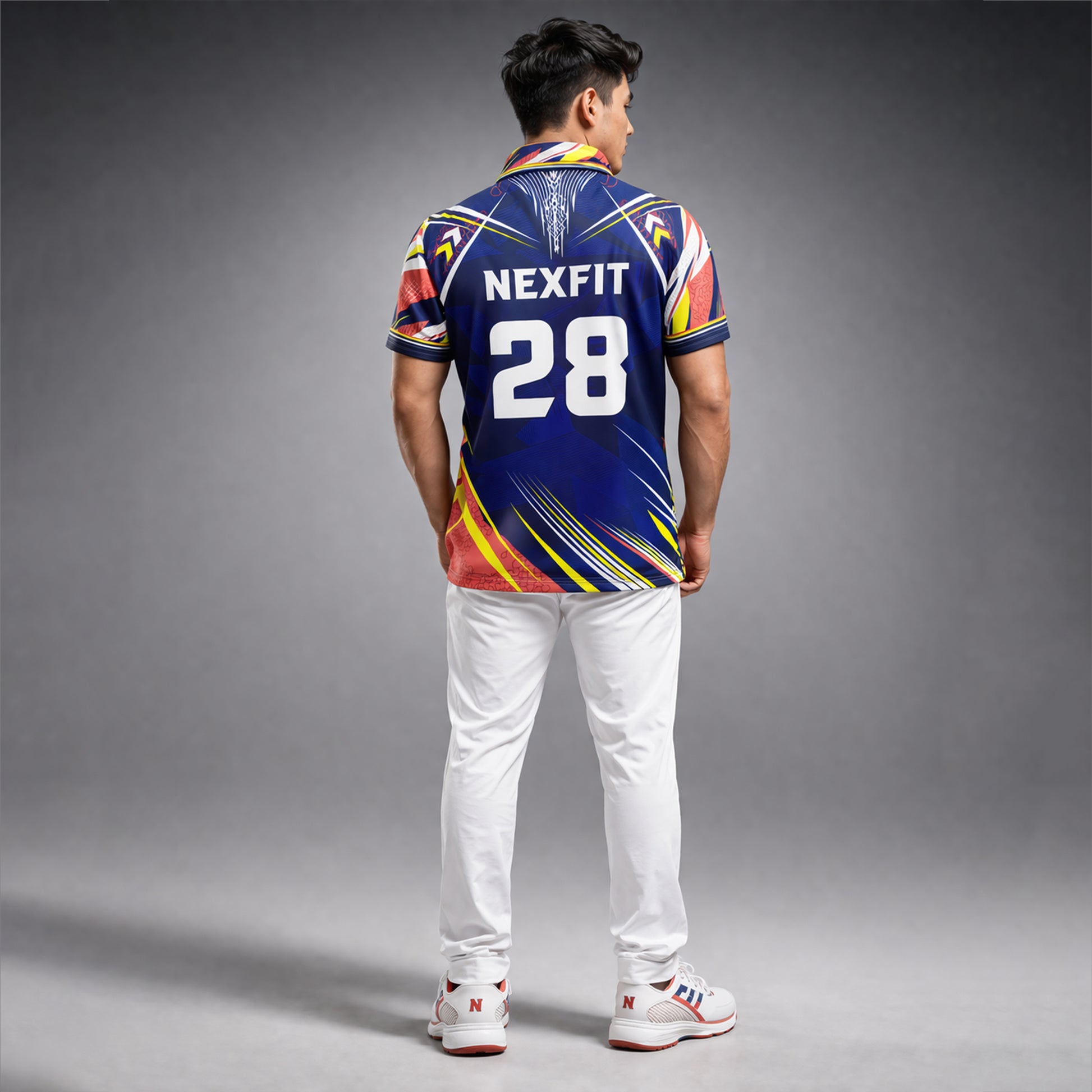 NEXFIT Multicolor Sports Jersey NEX-9052 Premium Dynamic Streak Design Dry Fit Polyester Polo T-Shirt for Men - View 4