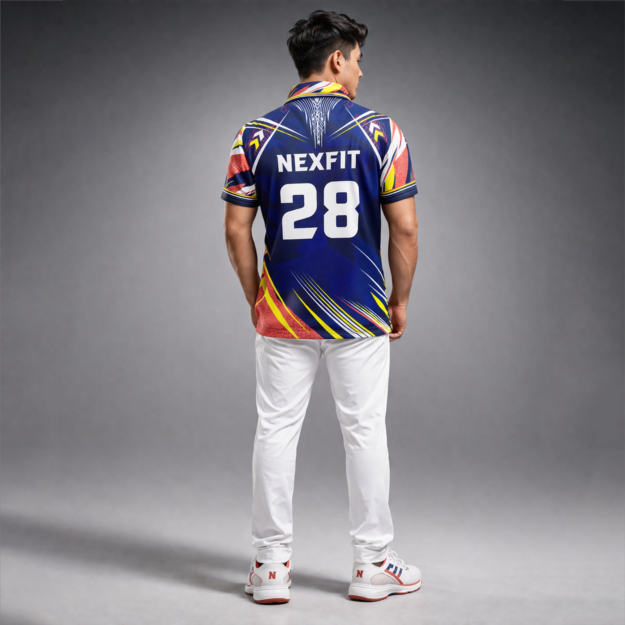 NEXFIT Multicolor Sports Jersey NEX-9052 Premium Dynamic Streak Design Dry Fit Polyester Polo T-Shirt for Men - View 4