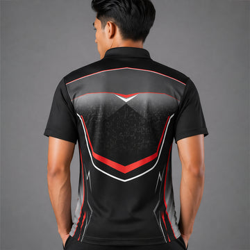 NEXFIT Black Red Sports Jersey NEX-9045 Premium Dry Fit Polyester Polo T-Shirt for Men
