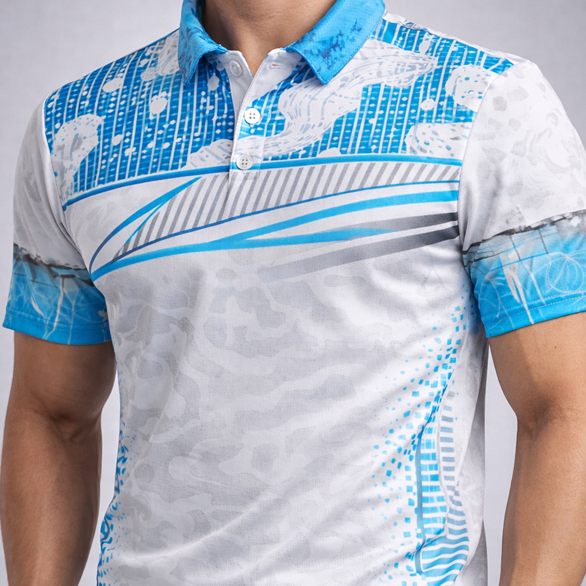 NEXFIT Cricket Jersey NEX-9037 Stylish Blue & Grey Dry Fit Polyester Sports T-Shirt for Men - View 3