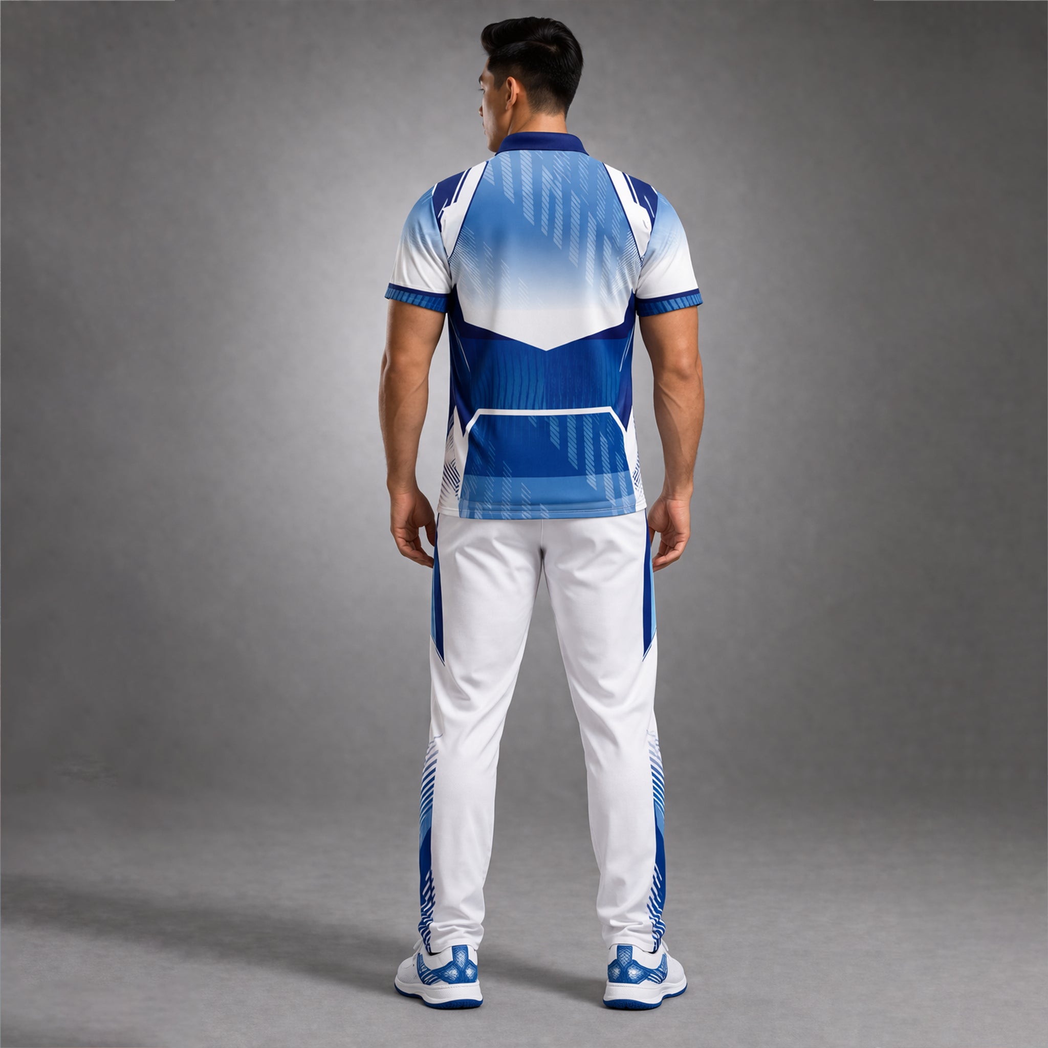 NEXFIT Blue White Sports Jersey NEX-9051 Premium Clean Stripe Design Dry Fit Polyester Polo T-Shirt for Men - View 3