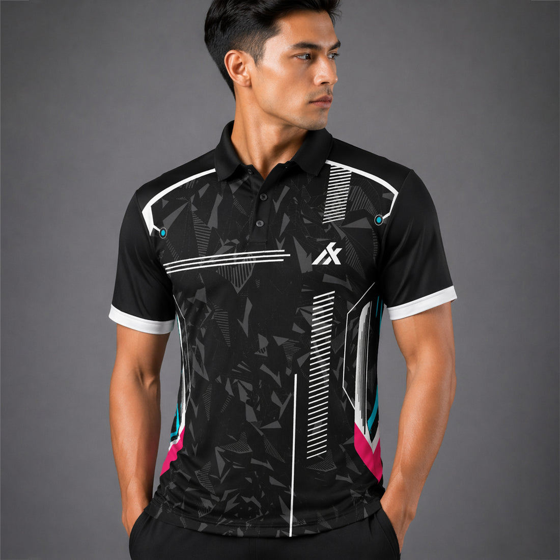 NEXFIT Black Premium Designer Sports Jersey NEX-9046 Stylish Dry Fit Polyester Polo T-Shirt for Men