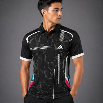 NEXFIT Black Premium Designer Sports Jersey NEX-9046 Stylish Dry Fit Polyester Polo T-Shirt for Men