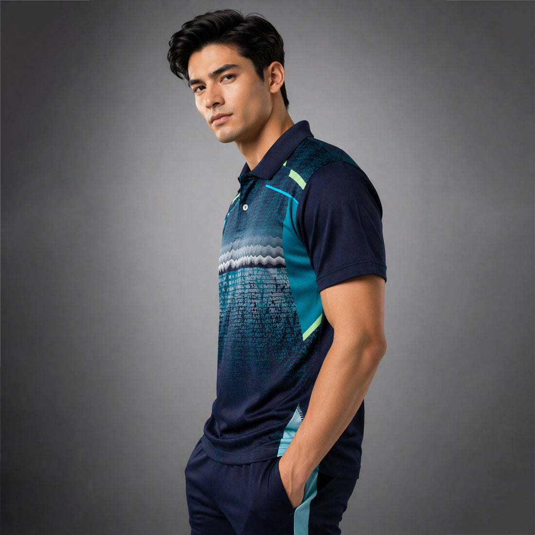 NEXFIT Cricket Jersey NEX-9042 Premium Navy Teal Dry Fit Polyester Sports T-Shirt for Men