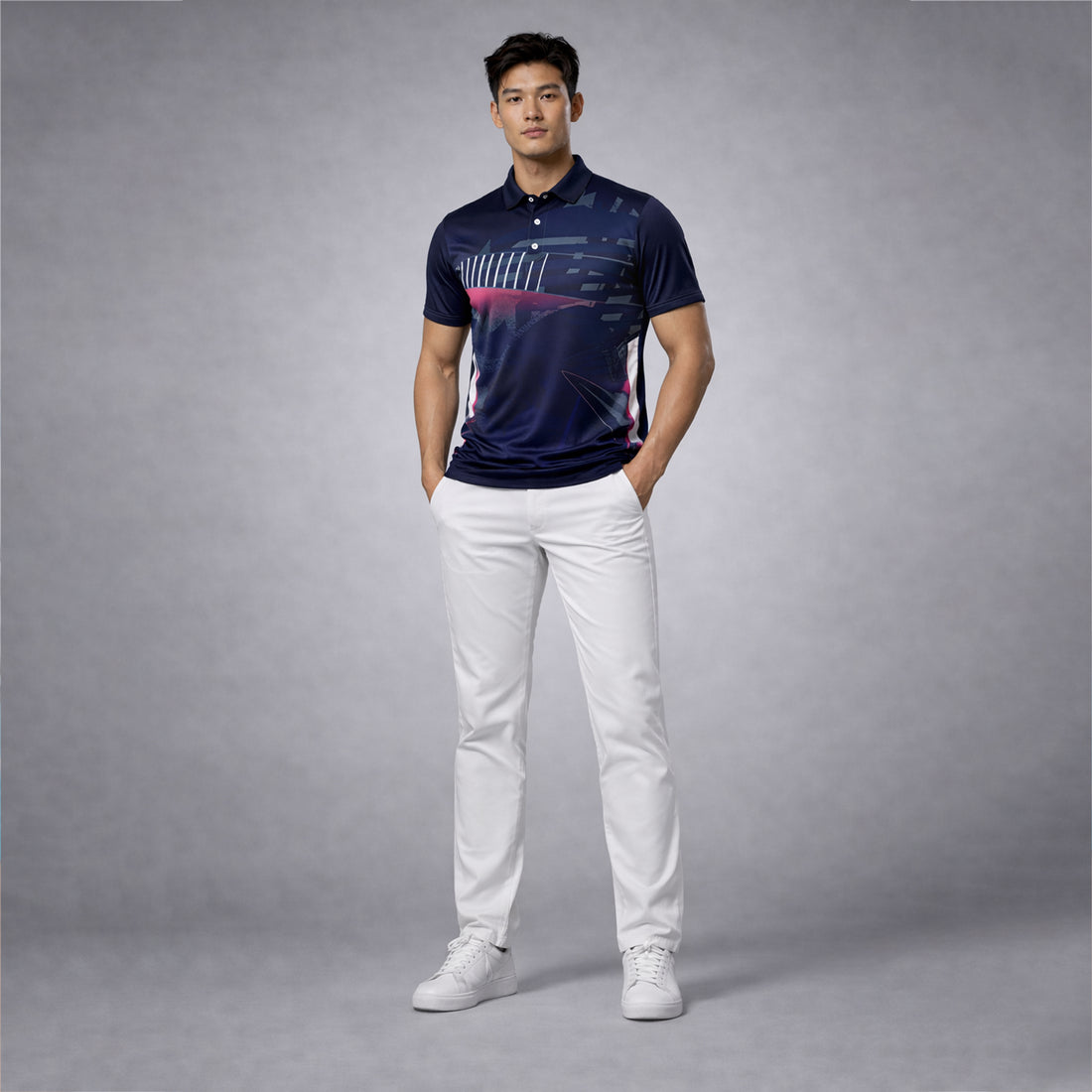 NEXFIT Cricket Jersey NEX-9038 Premium Navy Blue & Pink Dry Fit Polyester Sports T-Shirt for Men