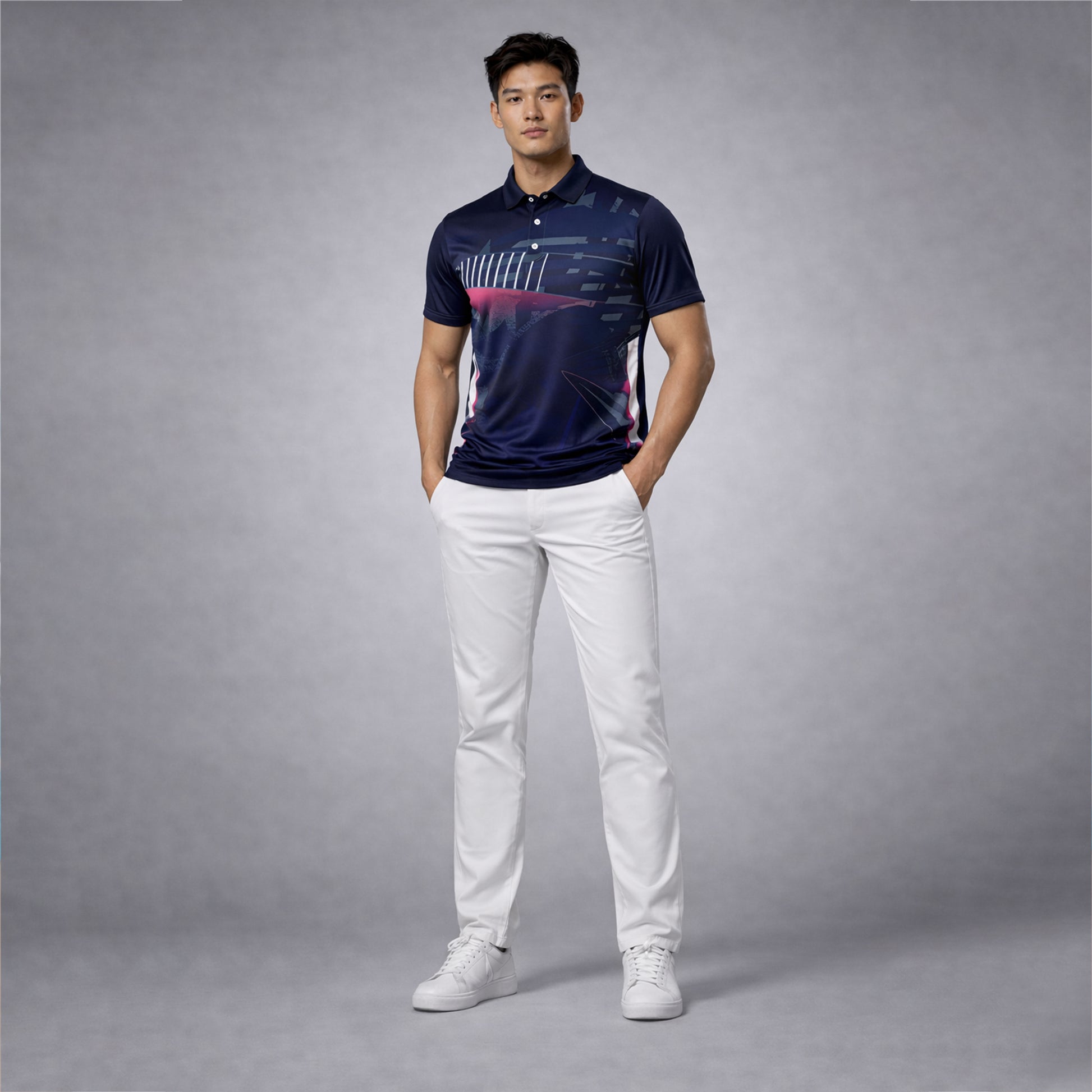 NEXFIT Cricket Jersey NEX-9038 Premium Navy Blue & Pink Dry Fit Polyester Sports T-Shirt for Men - View 2