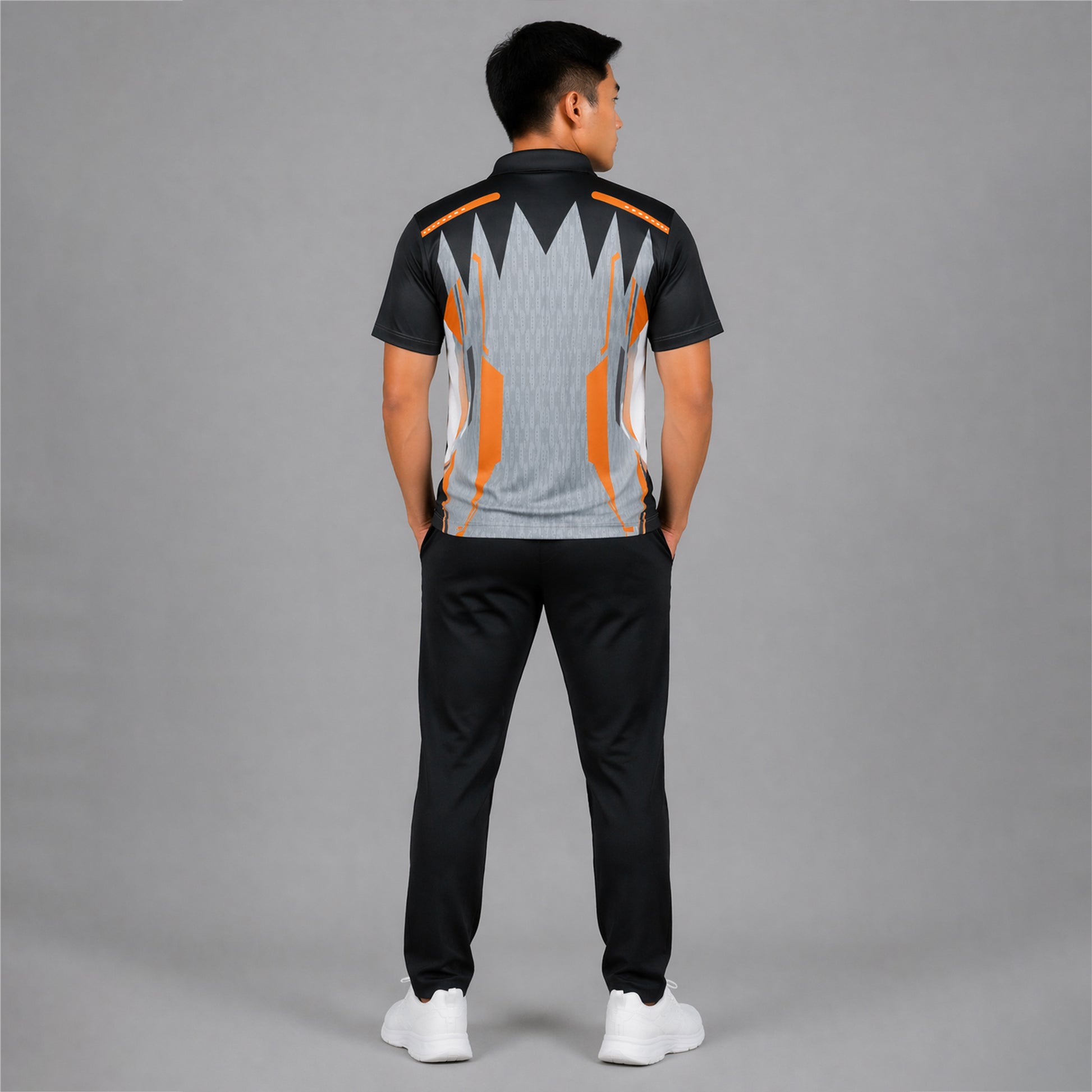 NEXFIT Cricket Jersey NEX-9040 Premium Black Grey & Orange Dry Fit Polyester Sports T-Shirt for Men - View 2