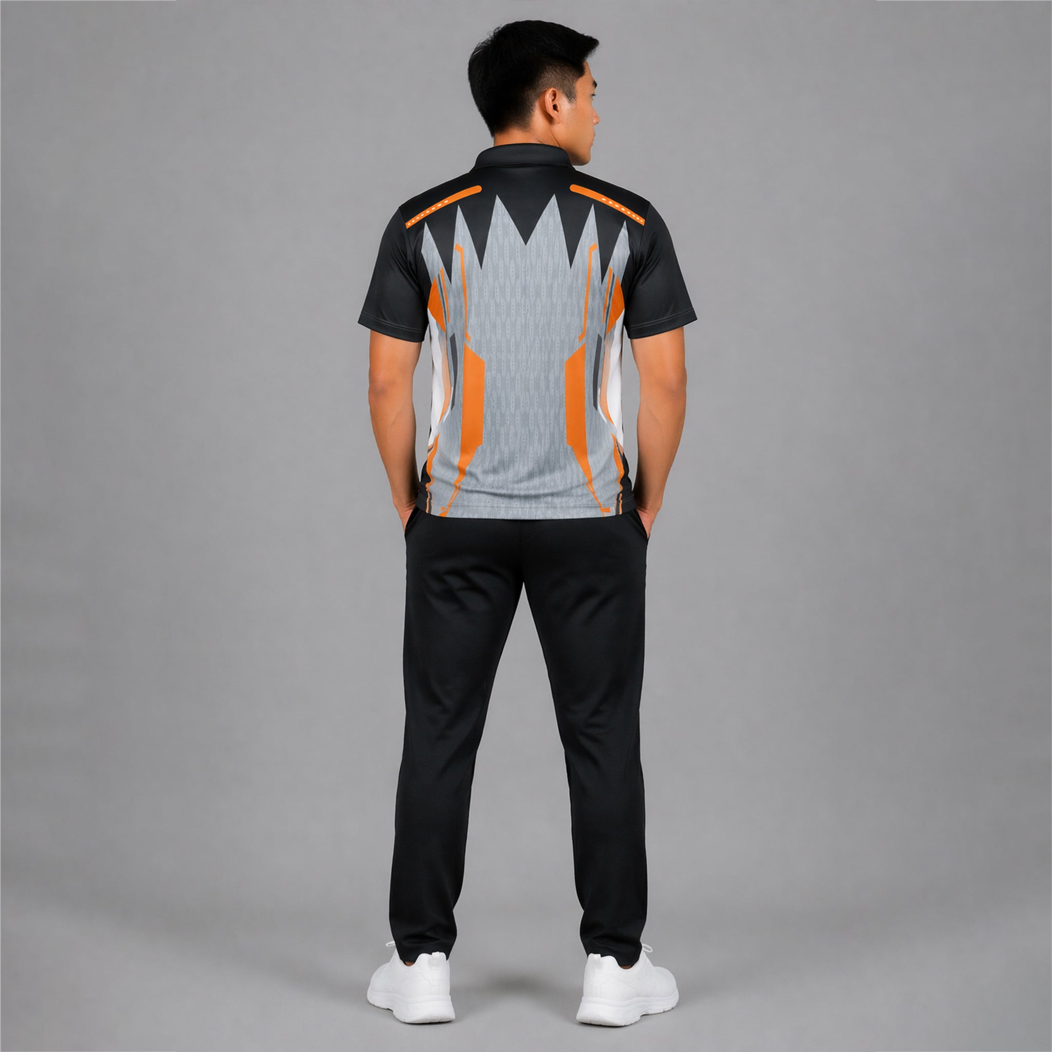 NEXFIT Cricket Jersey NEX-9040 Premium Black Grey & Orange Dry Fit Polyester Sports T-Shirt for Men - View 2