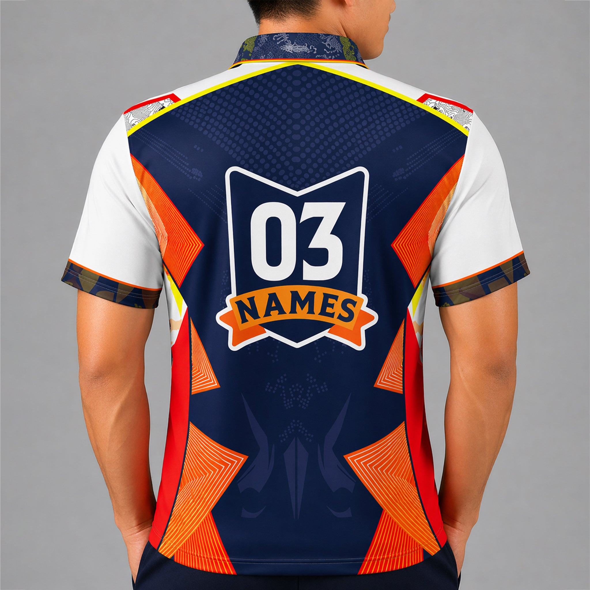 NEXFIT Orange Blue Cricket Jersey NEX-9057 Custom Name & Number Sports T-Shirt Dry Fit Polyester Team Jersey for Men - View 4