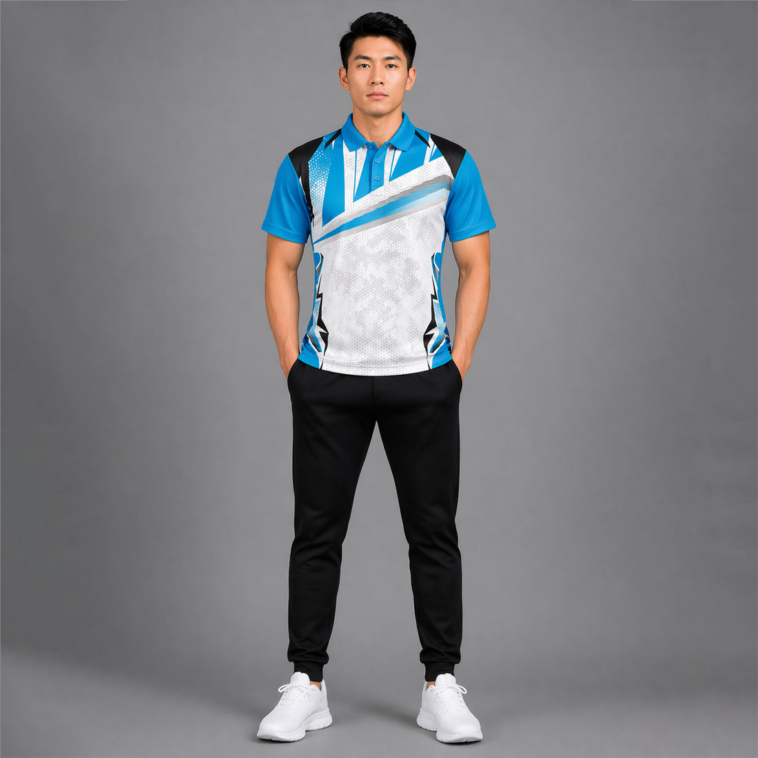 NEXFIT Cricket Jersey NEX-9041 Premium Blue White Dry Fit Polyester Sports T-Shirt for Men