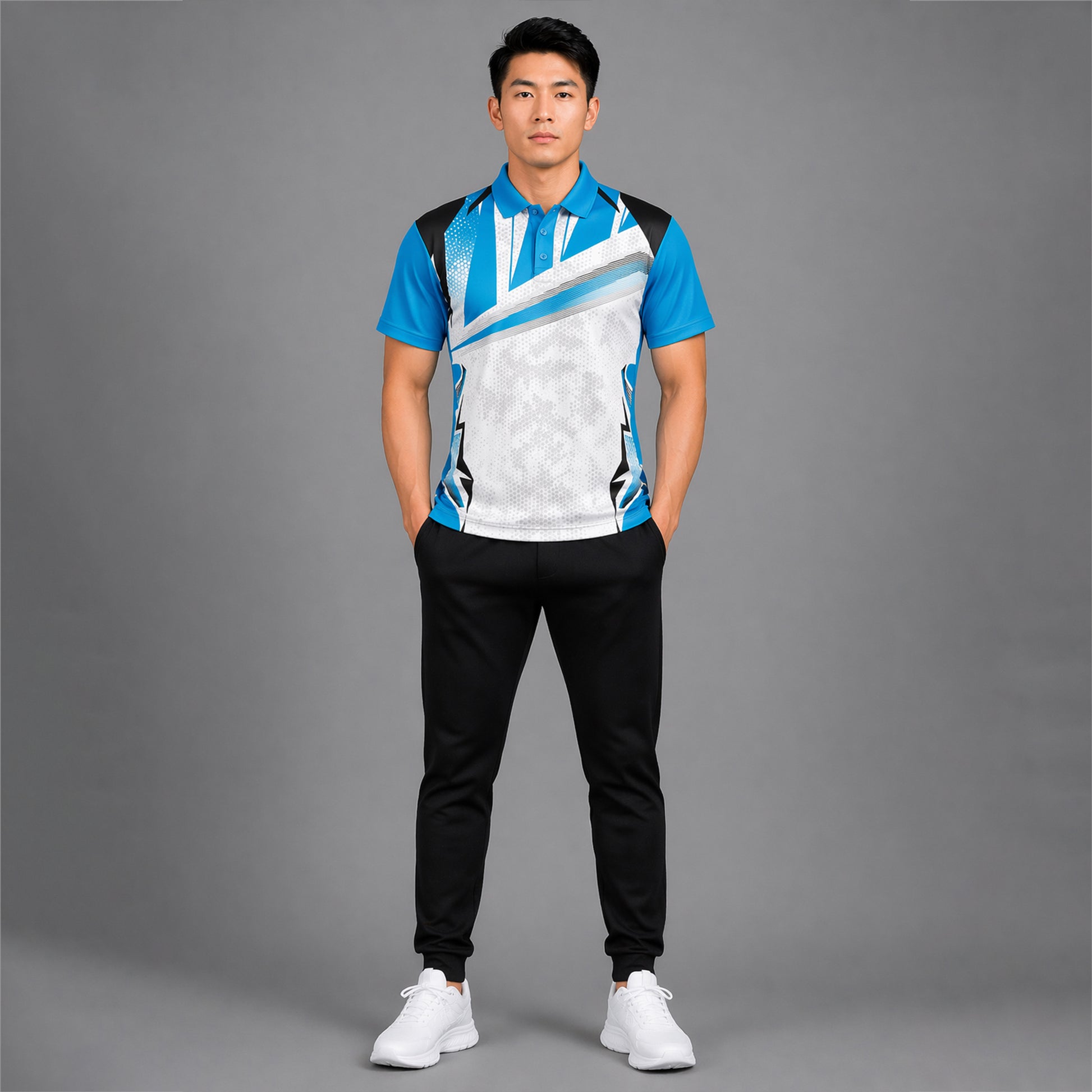 NEXFIT Cricket Jersey NEX-9041 Premium Blue White Dry Fit Polyester Sports T-Shirt for Men - View 2