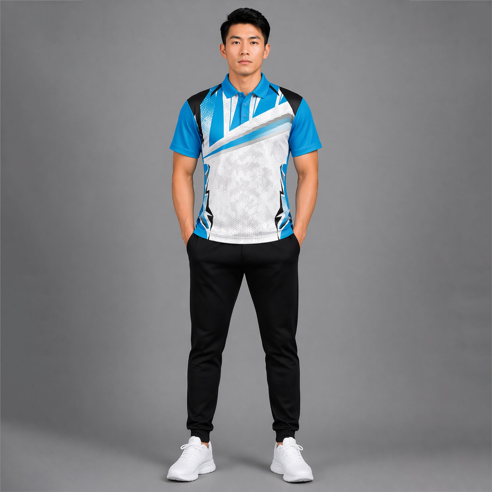NEXFIT Cricket Jersey NEX-9041 Premium Blue White Dry Fit Polyester Sports T-Shirt for Men - View 2