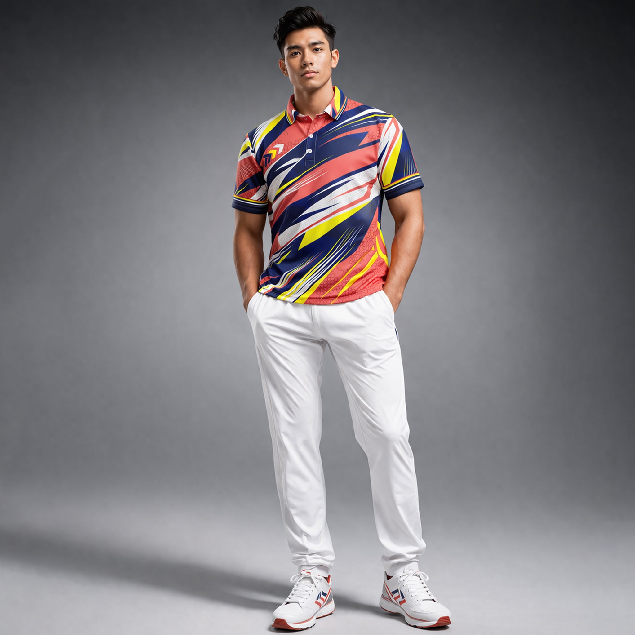 NEXFIT Multicolor Sports Jersey NEX-9052 Premium Dynamic Streak Design Dry Fit Polyester Polo T-Shirt for Men - View 2