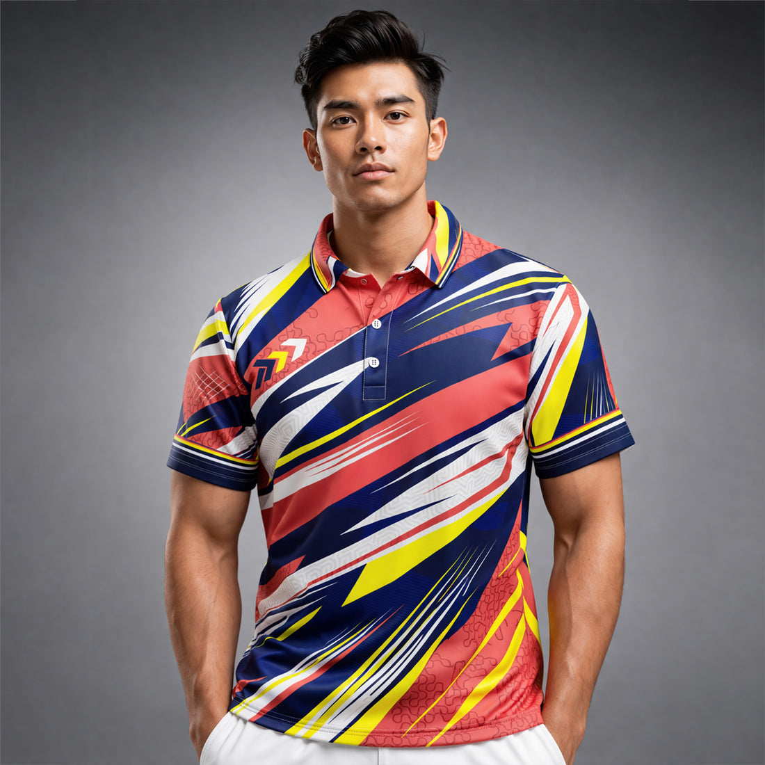 NEXFIT Multicolor Sports Jersey NEX-9052 Premium Dynamic Streak Design Dry Fit Polyester Polo T-Shirt for Men