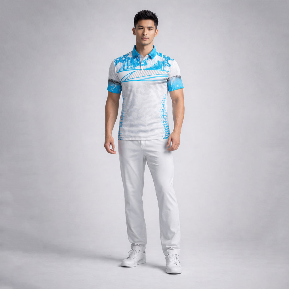 NEXFIT Cricket Jersey NEX-9037 Stylish Blue & Grey Dry Fit Polyester Sports T-Shirt for Men