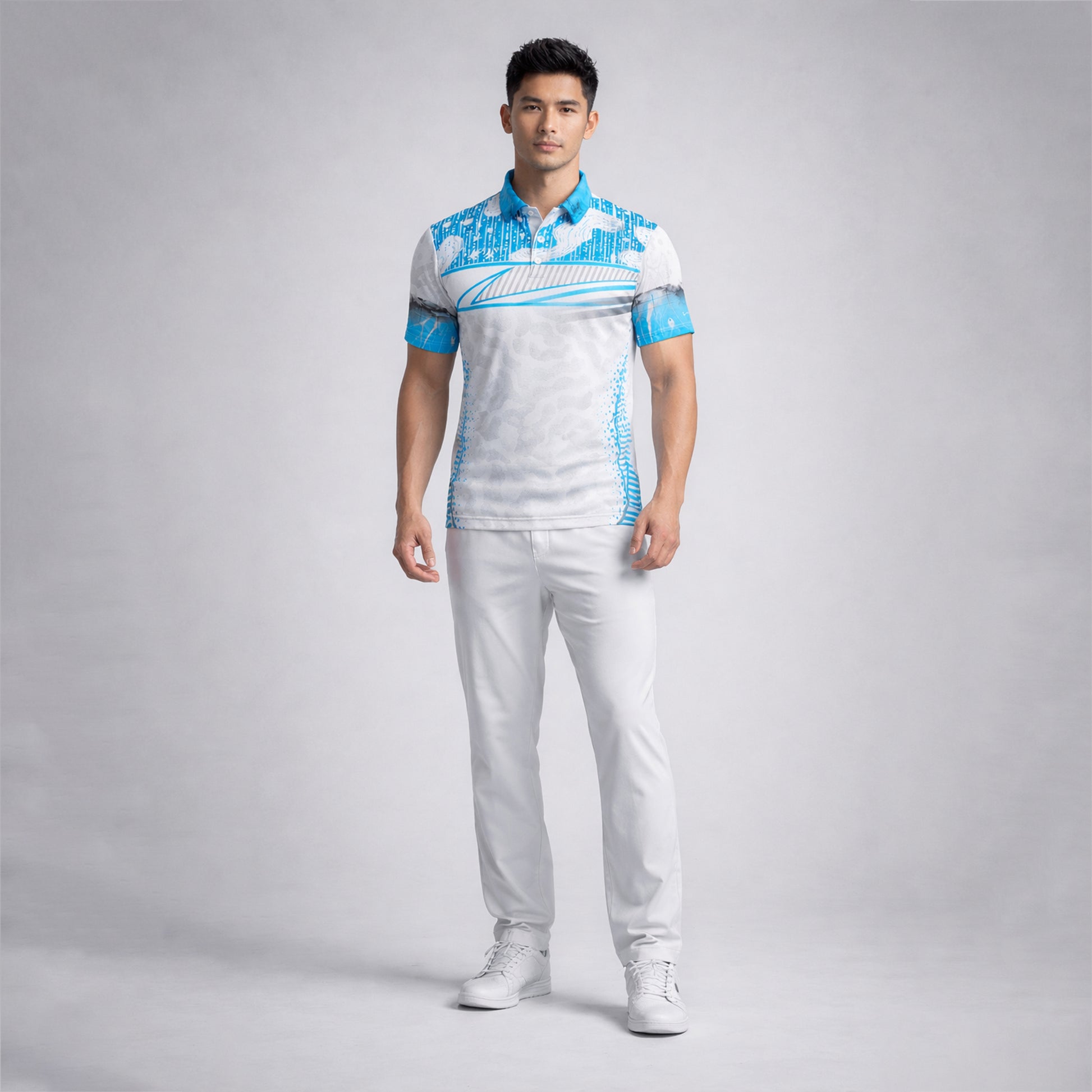 NEXFIT Cricket Jersey NEX-9037 Stylish Blue & Grey Dry Fit Polyester Sports T-Shirt for Men
