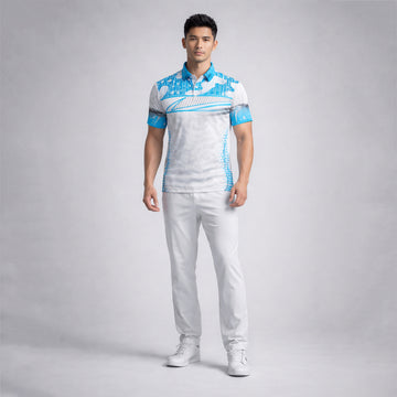 NEXFIT Cricket Jersey NEX-9037 Stylish Blue & Grey Dry Fit Polyester Sports T-Shirt for Men
