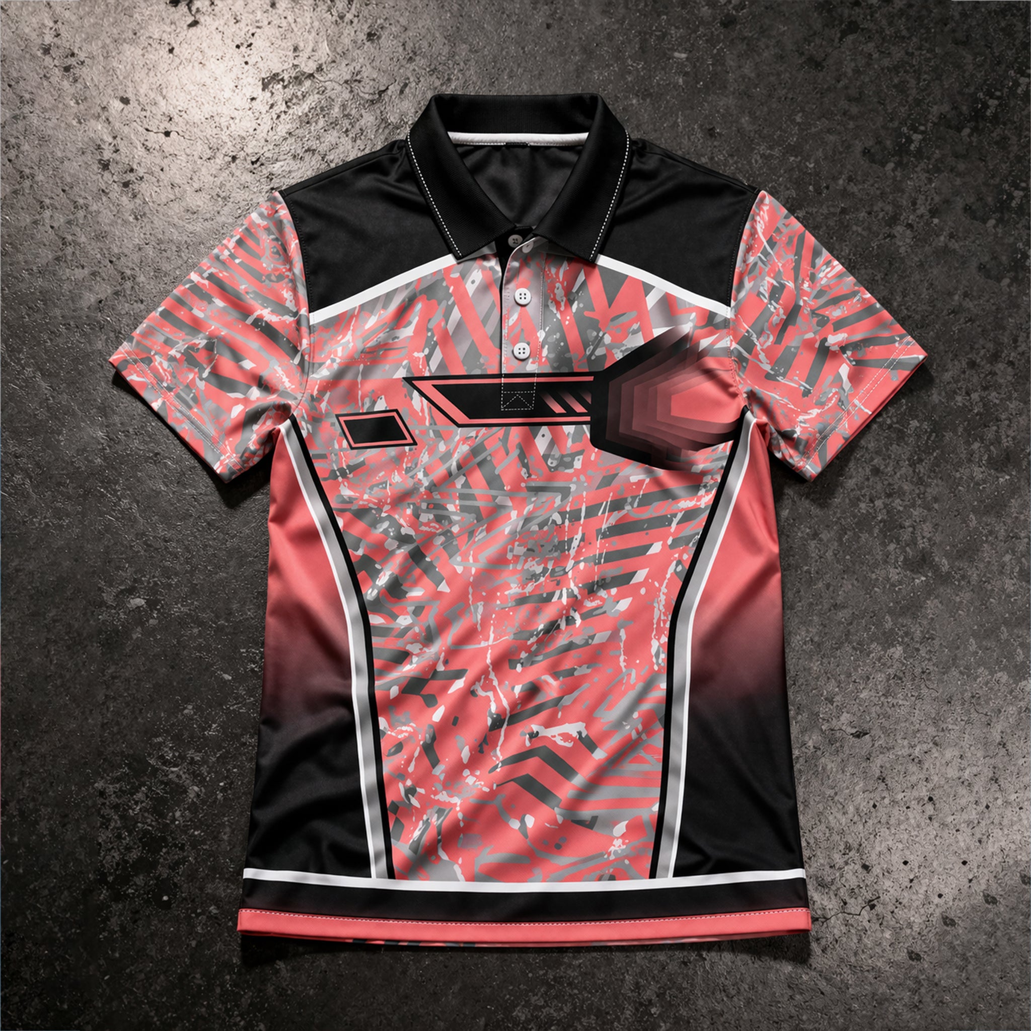 NEXFIT Black Red Sports Jersey NEX-9048 Premium Graphic Dry Fit Polyester Polo T-Shirt for Men