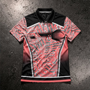 NEXFIT Black Red Sports Jersey NEX-9048 Premium Graphic Dry Fit Polyester Polo T-Shirt for Men