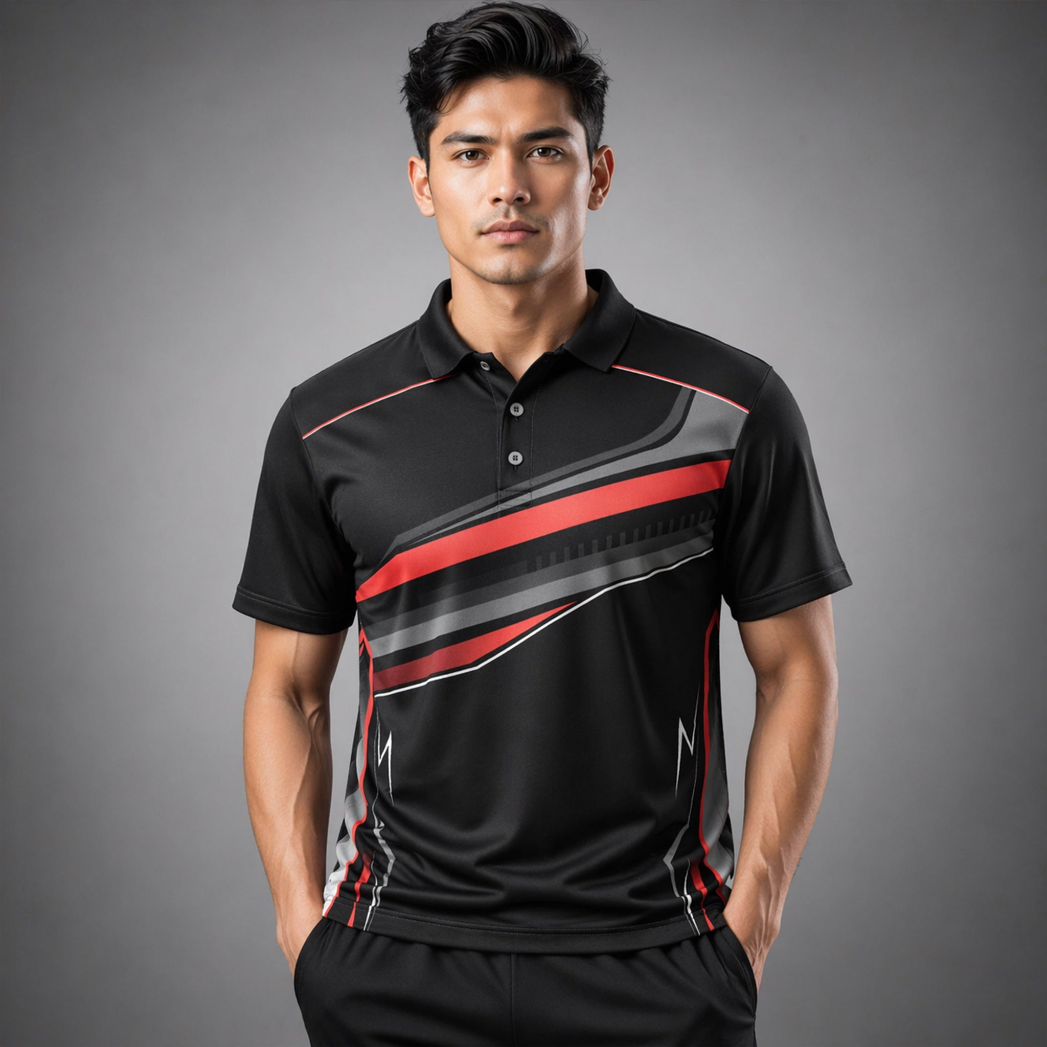 NEXFIT Black Red Sports Jersey NEX-9045 Premium Dry Fit Polyester Polo T-Shirt for Men - View 4