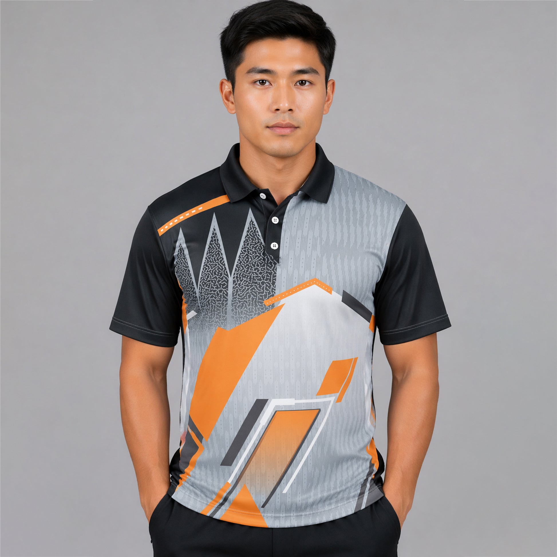 NEXFIT Cricket Jersey NEX-9040 Premium Black Grey & Orange Dry Fit Polyester Sports T-Shirt for Men - View 3