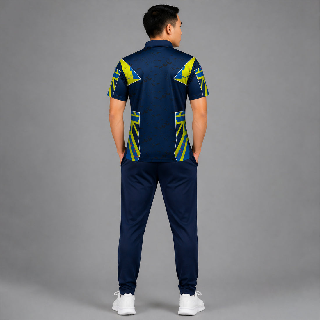 NEXFIT Navy Neon Sports Jersey NEX-9054 Premium Abstract Graphic Dry Fit Polyester Polo T-Shirt for Men