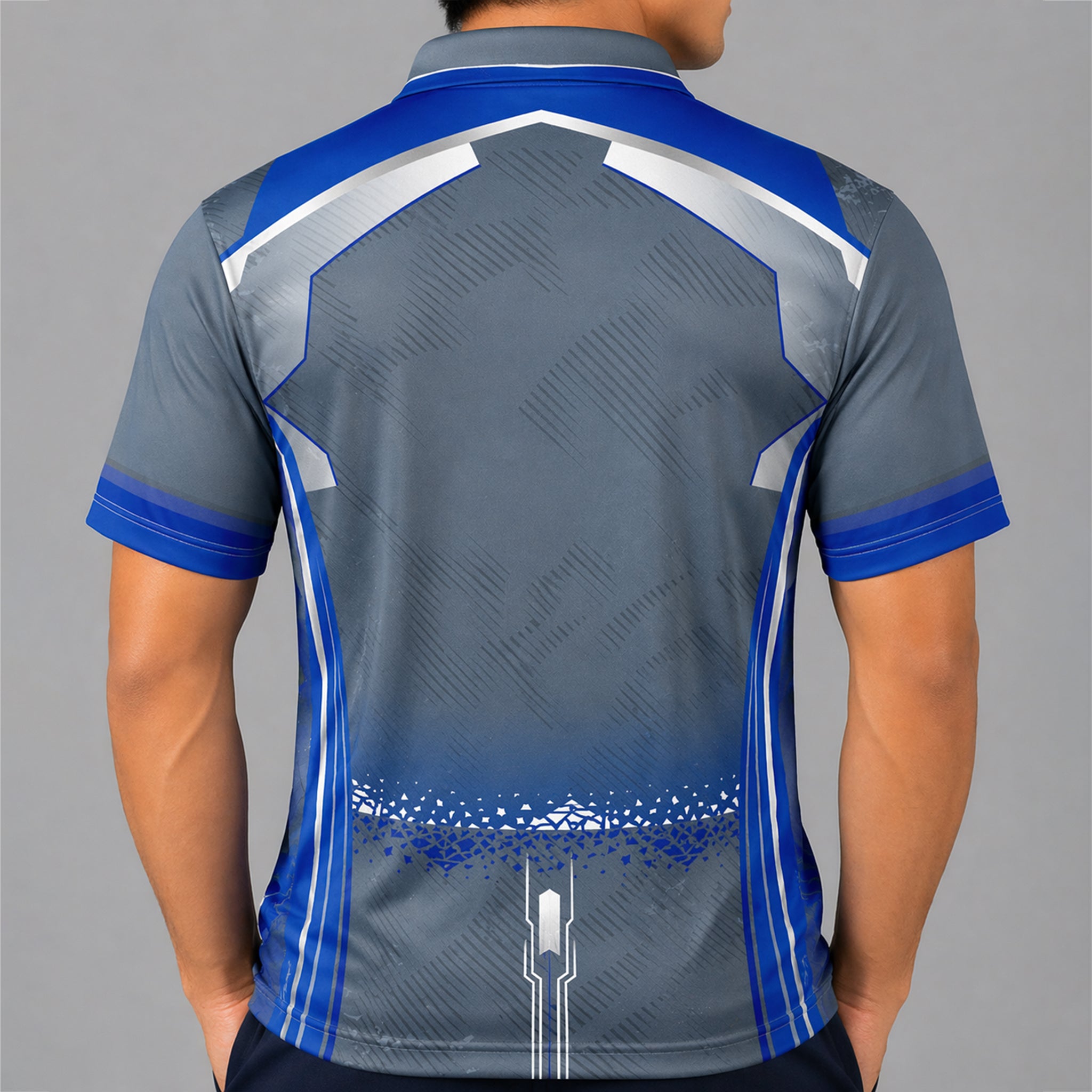 NEXFIT Grey Blue Sports Polo T-Shirt NEX-9058 Dry Fit Polyester Cricket Jersey for Men Premium Minimal Design Athletic Wear - View 4