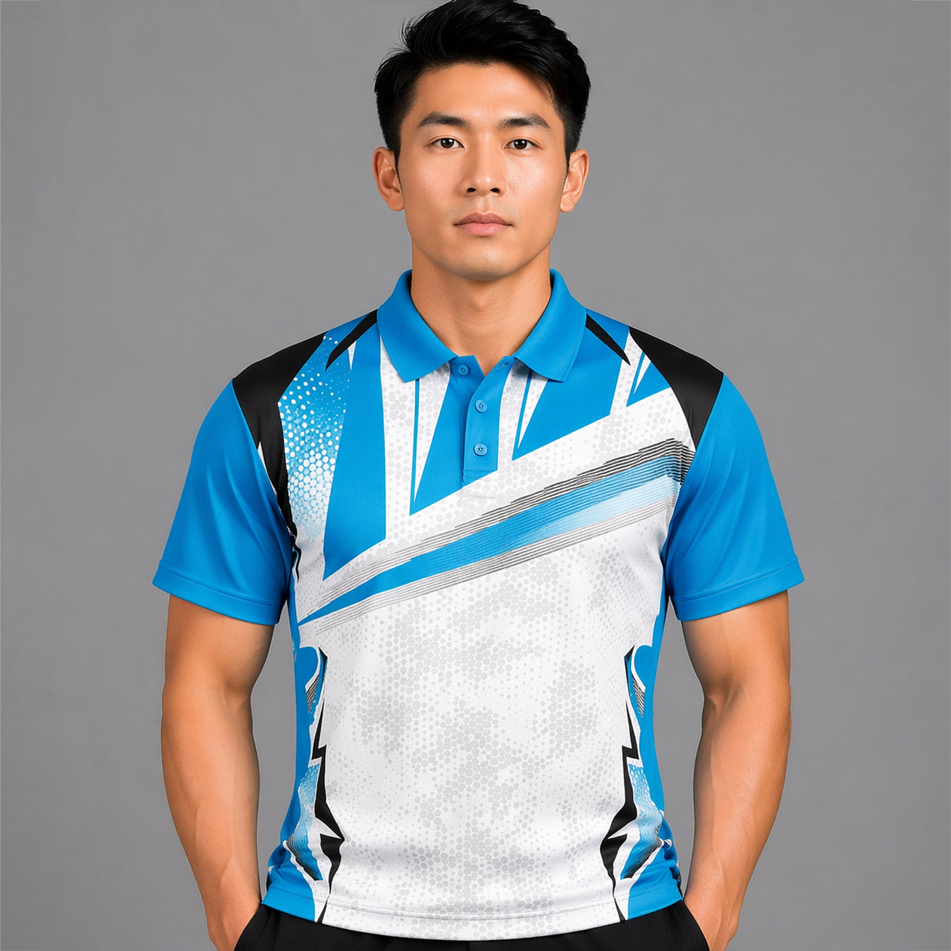 NEXFIT Cricket Jersey NEX-9041 Premium Blue White Dry Fit Polyester Sports T-Shirt for Men - View 3