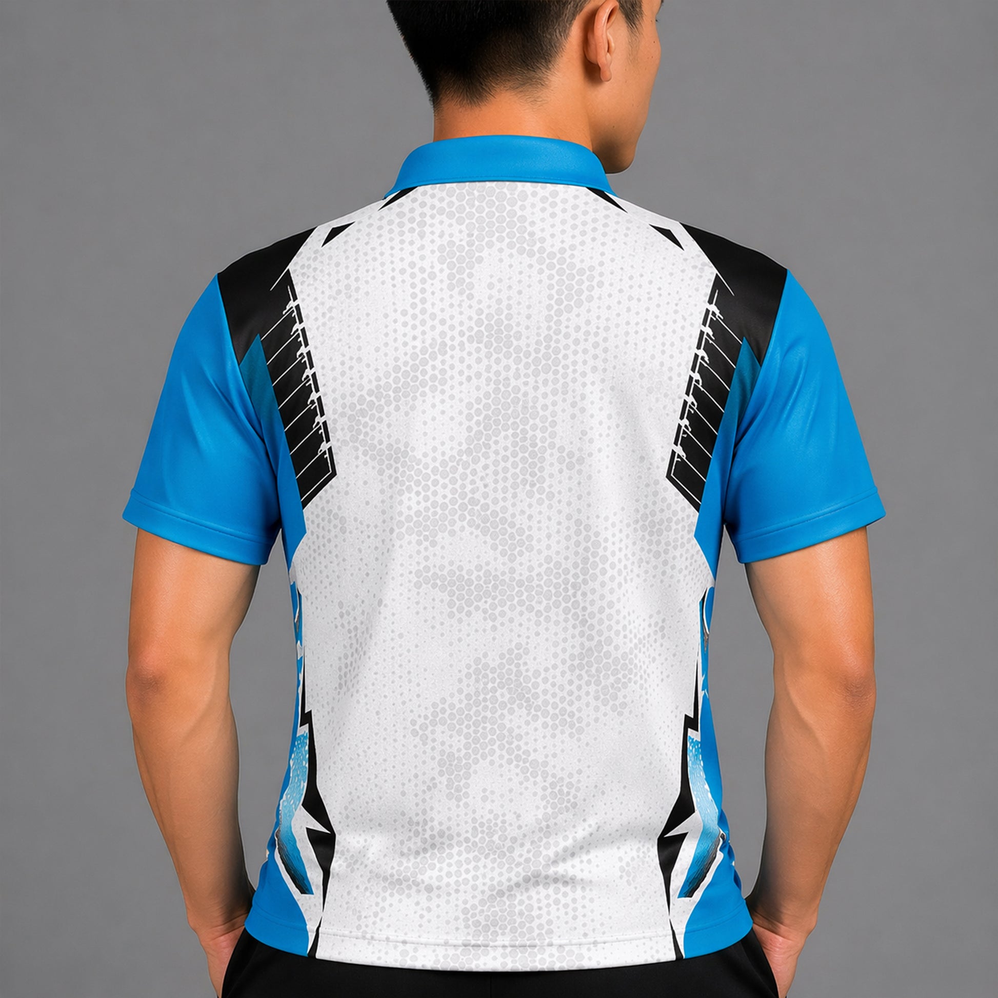 NEXFIT Cricket Jersey NEX-9041 Premium Blue White Dry Fit Polyester Sports T-Shirt for Men - View 4