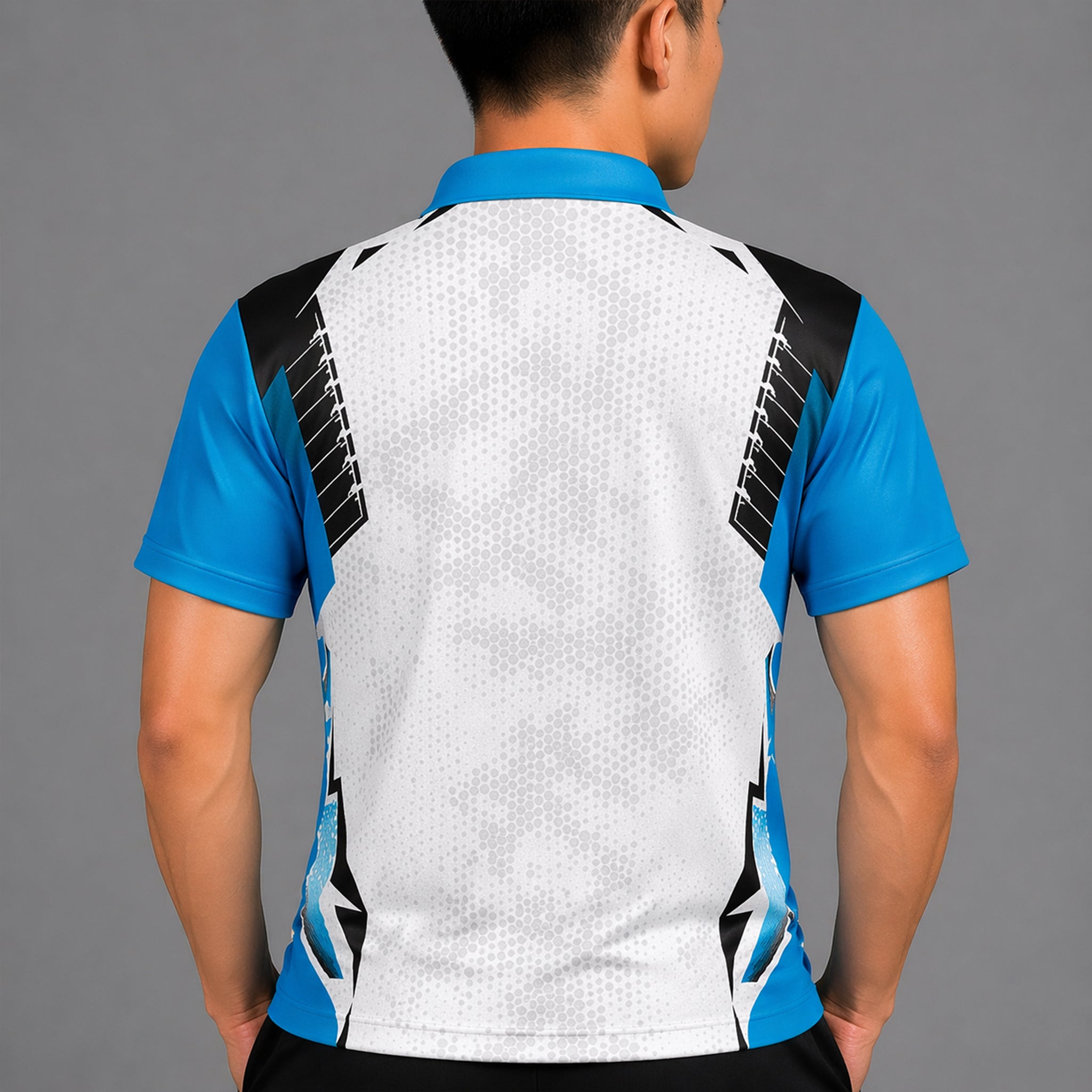 NEXFIT Cricket Jersey NEX-9041 Premium Blue White Dry Fit Polyester Sports T-Shirt for Men - View 4