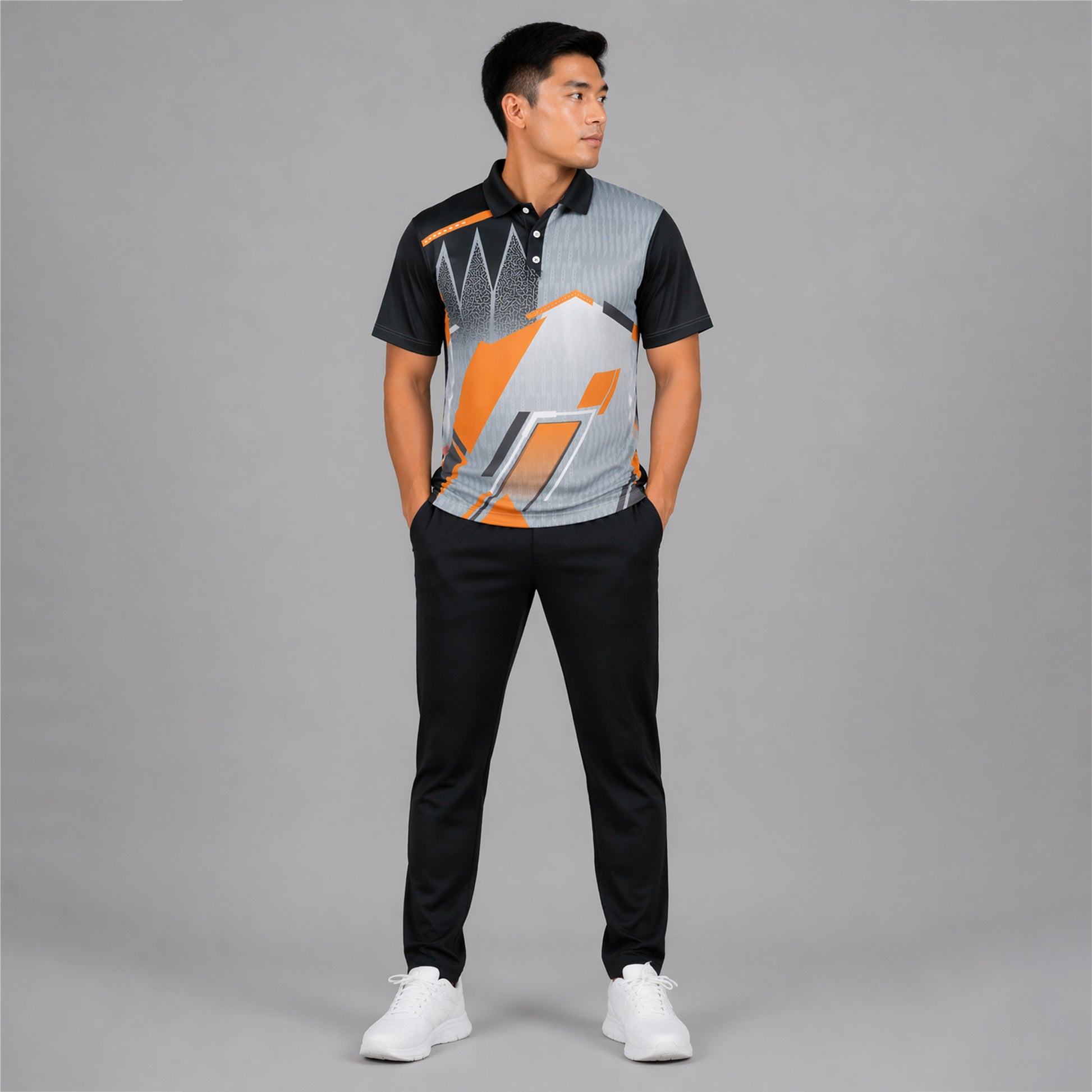 NEXFIT Cricket Jersey NEX-9040 Premium Black Grey & Orange Dry Fit Polyester Sports T-Shirt for Men - View 4