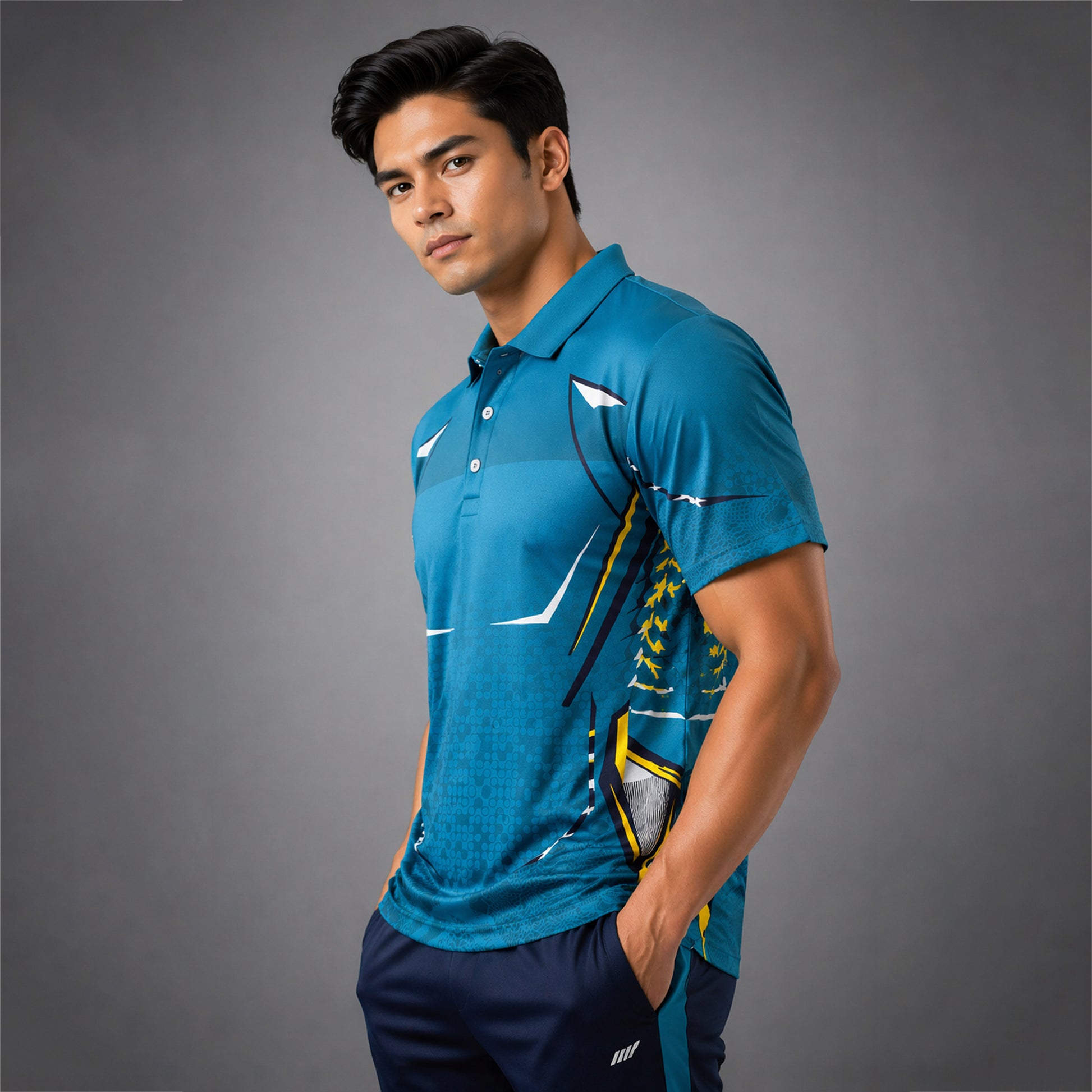 NEXFIT Cricket Jersey NEX-9043 Teal Blue Premium Dry Fit Polyester Sports T-Shirt for Men - View 3