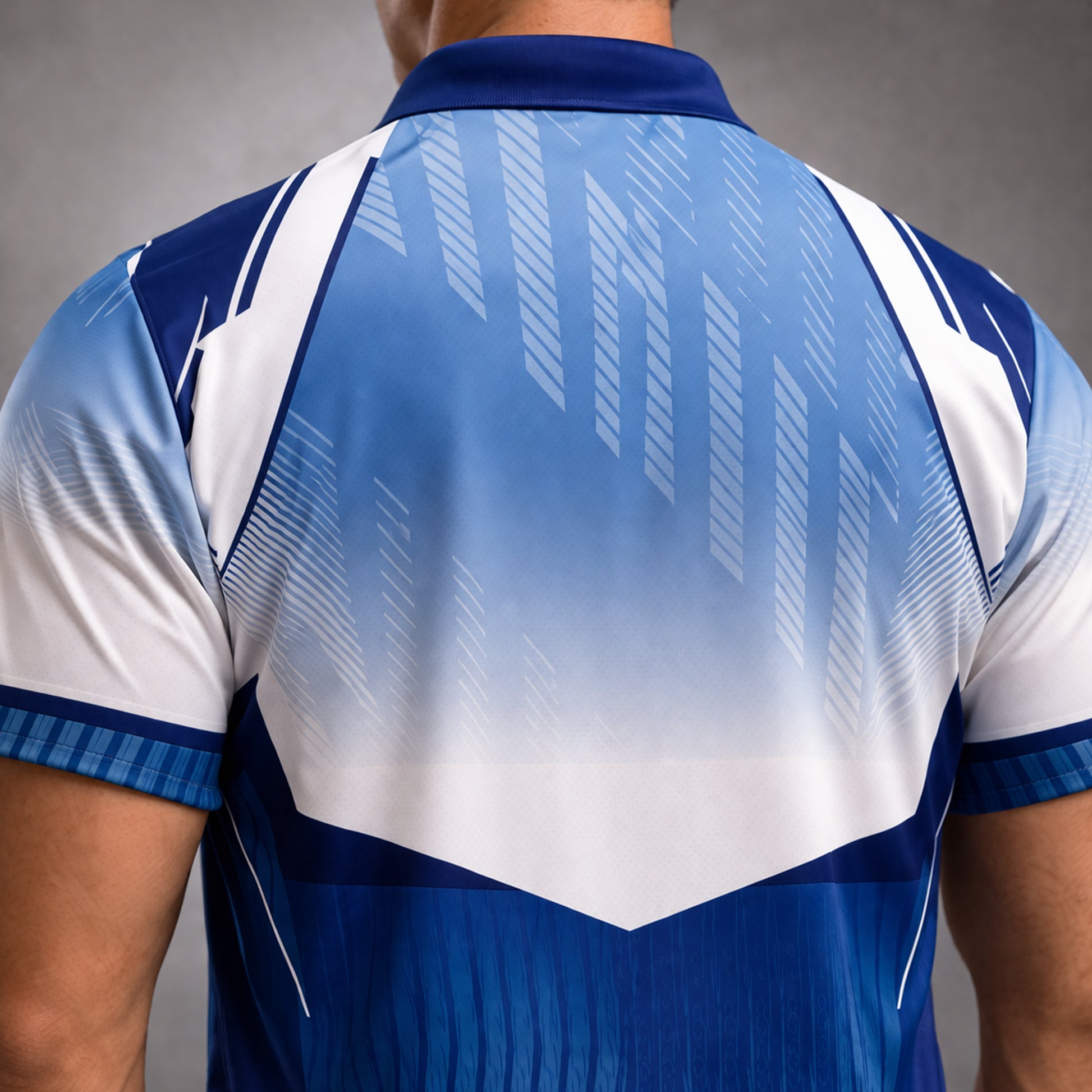 NEXFIT Blue White Sports Jersey NEX-9051 Premium Clean Stripe Design Dry Fit Polyester Polo T-Shirt for Men - View 4